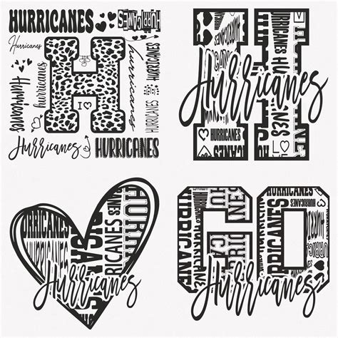 hurricanes svg hurricanes typography  sports svg mascot pack