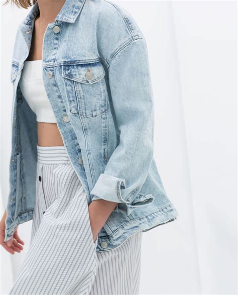 Image 6 Of Oversized Denim Jacket From Zara Classic And Crisp Denim