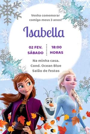 Convite Anivers Rio Frozen Edite Gr Tis Nosso Editor Online