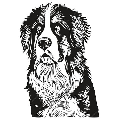 Premium Vector Bernese Mountain Dog Logo Hand Drawn Line Art Vector