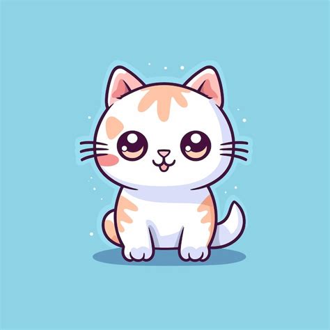 Un gato de dibujos animados con un fondo azul. | Vector Premium