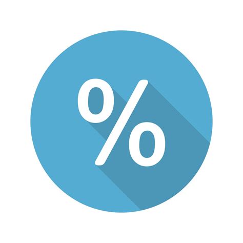 Sinal De Porcentagem ícone De Sombra Longa De Design Plano Percentagem Símbolo De Desconto Da