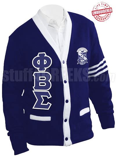 Phi Beta Sigma Greek Letter Cardigan With Crest And White St