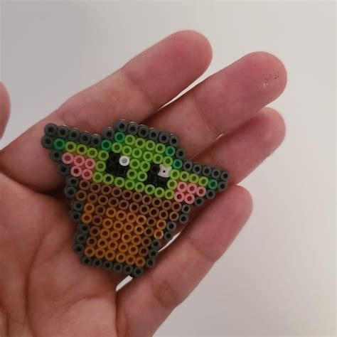 Baby Yoda Keychain Or Magnet Fuse Beads Mini Perler Beads Etsy