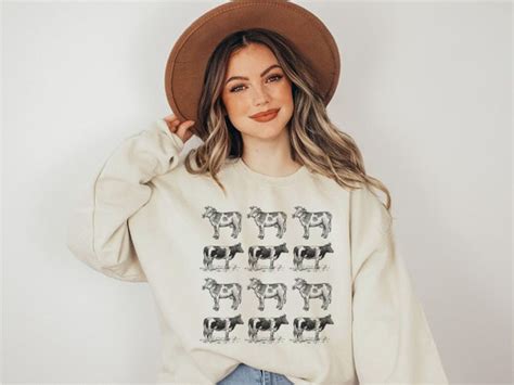 Vintage Cows Cow Sweatshirt Western Crewneck Vintage Etsy