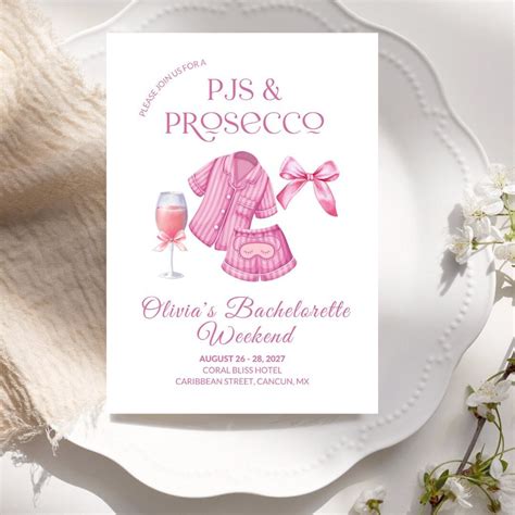 Pjs And Prosecco Bridal Shower Invitation Pjs And Prosecco