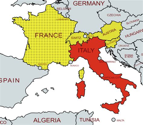 What Countries Border Italy Map