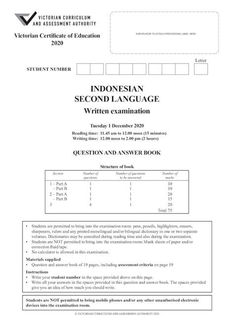 Pdf Indonesian Second Language Indonesian Sl Exam Section