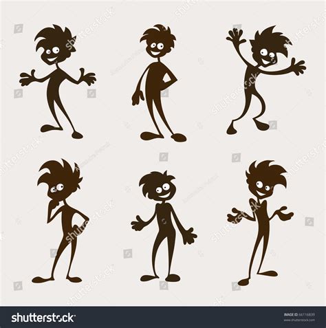 Illustration Funny Cartoon Character Monochrome Silhouette Stock Vector