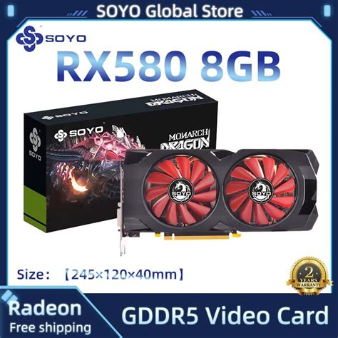 Soyo AMD RX580การดจอ8GB 256Bit GDDR5 8Pin PCI Express 3 0 16 GPU