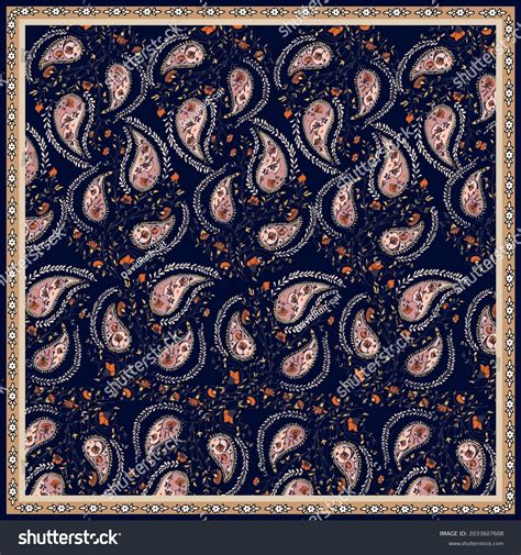 Bandana Pattern Paisley Elements Handkerchief Square Stock Vector ...