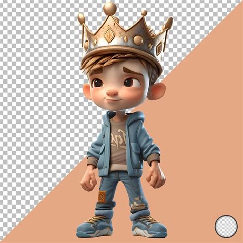 Premium PSD | 3d boy king ideal for opulence or extravagance themed