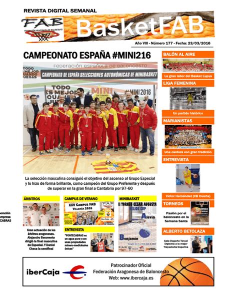 revista 177 Federación Aragonesa de Baloncesto