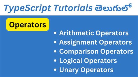 Operators In Typescript Tutorials For Beginners In Telugu Youtube