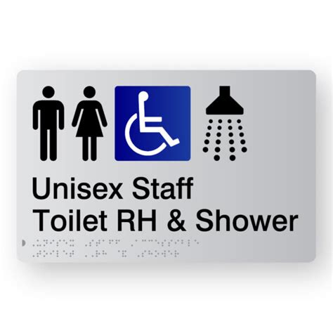 Unisex Staff Accessible Toilet Rh Shower Braille Sign Supplies