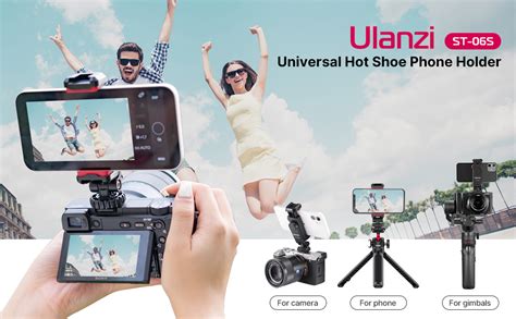 Phone Tripod Mount Holder For IPhone ULANZI ST 06S Camera Hot Shoe Phone Mount 2 Cold Shoe