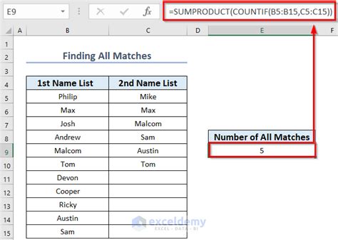 How To Count Matches In Two Columns In Excel 5 Easy Ways