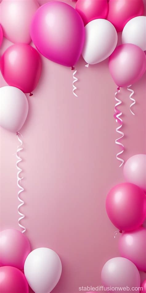 Pink Gradient Background with Birthday Balloons | Stable Diffusion Online