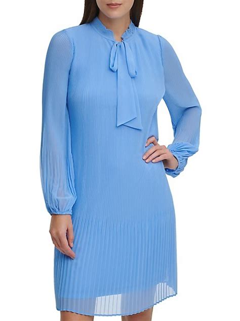 Dkny Tie Neck Pleated Shift Dress Thebay