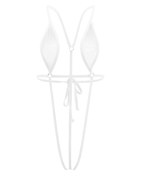 Slingshot Bikini White Sheer Extreme Sling Bikini Mini Micro G String Bikini Sherrylo Swimwear