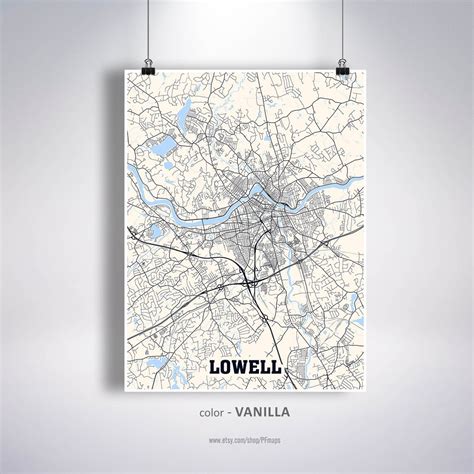 Lowell Map Print Lowell City Map Massachusetts MA USA Map | Etsy