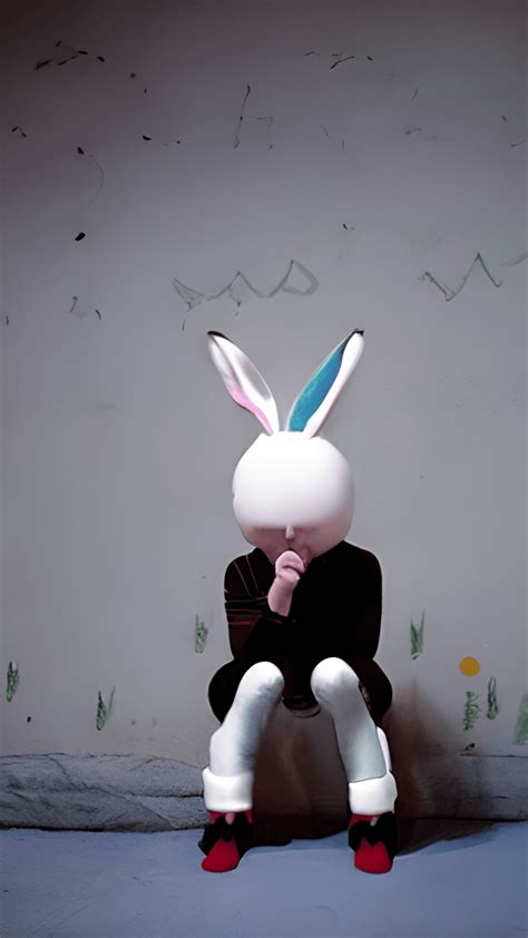 Bunny Rabbit By Ren Hang Kawaii Chibi Creative Fabrica