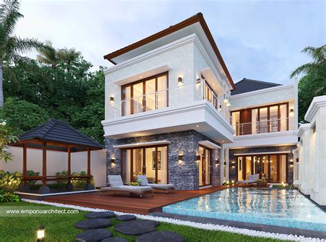 Desain Tampak Detail Belakang Rumah Villa Bali Lantai Ibu Windia Di