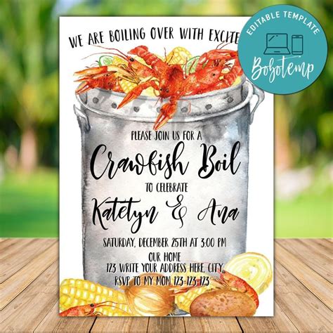 Printable Crawfish Boil Engagement Party Invitation Diy Bobotemp