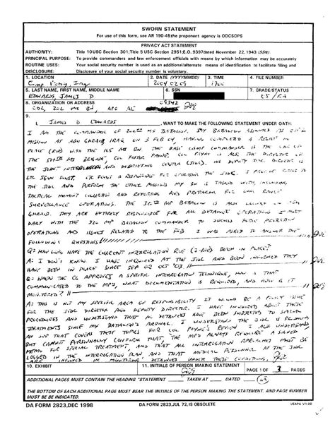 Page 1 SWORN STATEMENT For Use Of This Form See AR 190 45