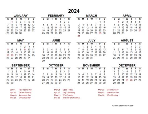 2024 Year at a Glance Calendar with Netherlands Holidays - Free