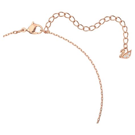 Stone Necklace Intertwined Circles White Rose Gold Tone Plated