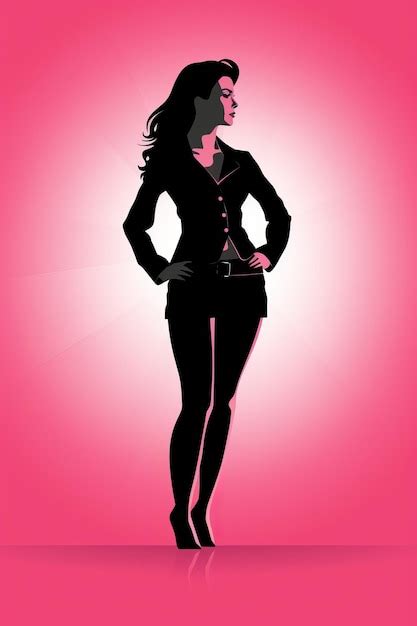 Premium Photo | Silhouette of a woman in a business suit on a pink ...