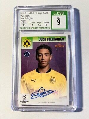 20 21 Topps Merlin Heritage Soccer Jude Bellingham Auto Rc D 25 CSG 9