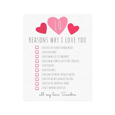 All The Reasons Why I Love You 10 Reasons We Love Canvas Print