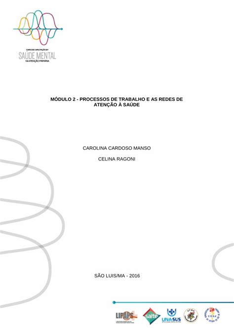 Pdf M Dulo Processos De Trabalho E As Redes De Repocursos Unasus