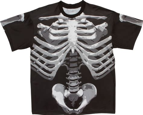 Adult Skeleton Ribs Bones T-Shirt, Black/White, One Size, Wearable