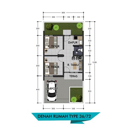 Denah Rumah Subsidi Type 36 72 Modern Minimalis