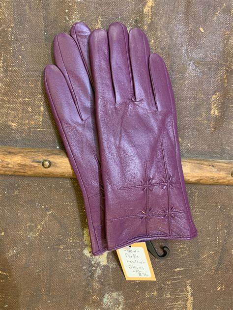 Purple Leather Gloves M