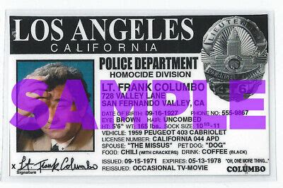 COLUMBO ID CARD (Laminated License) | #4629600245