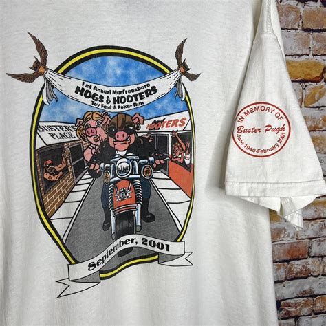 Vintage Hogs And Hooters Motorcycle 2001 T Shirt Depop