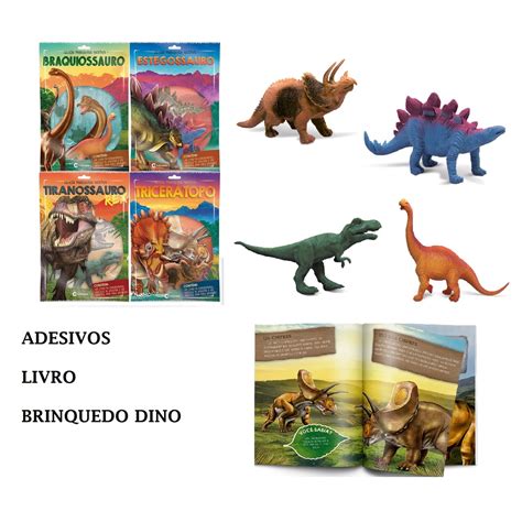 Kit Livro Adesivo Brinquedo Dino Cole O Dinossauros Incr Veis