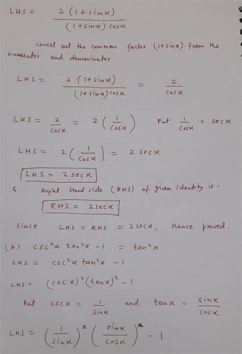 Solved Prove The Following Trig Identities Using The Proper Form