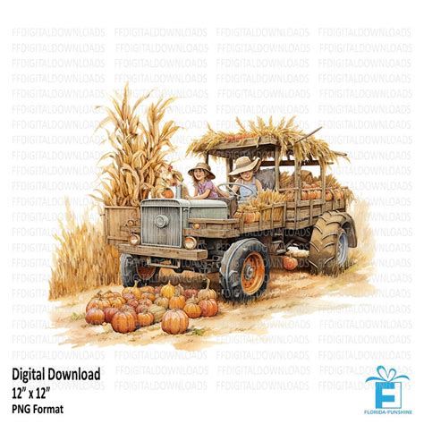 Hayride Clipart Hayride Png Watercolor Hayride Hayrack Ride Etsy