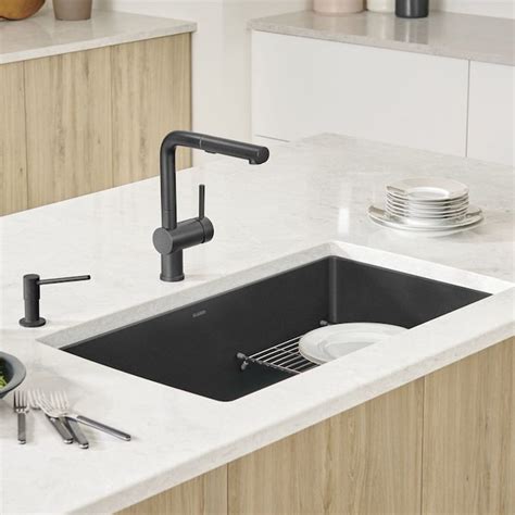 BLANCO Precis 18.75-in x 32-in Anthracite (Black) Single-Basin Granite ...