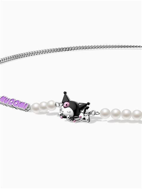 Kuromi Silver Beads And Letters Necklace