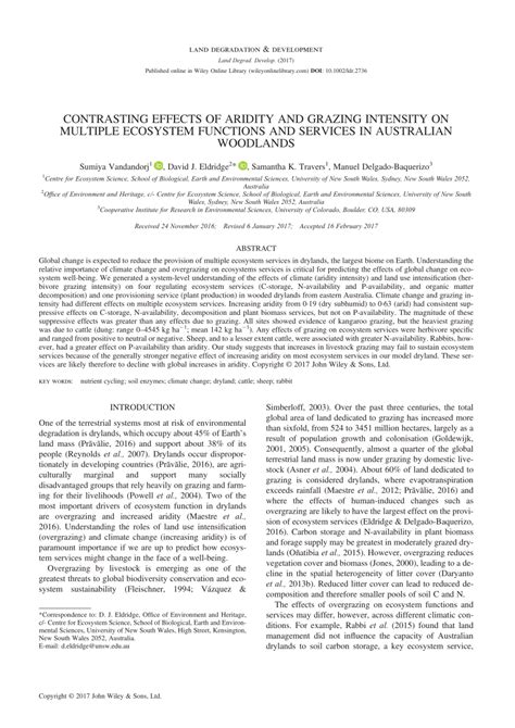 (PDF) Contrasting Effects of Aridity and Grazing Intensity on Multiple ... 