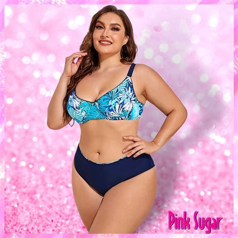 Molly Plus Size Push Up Bikini Set Blue ®pink Sugar Bikini