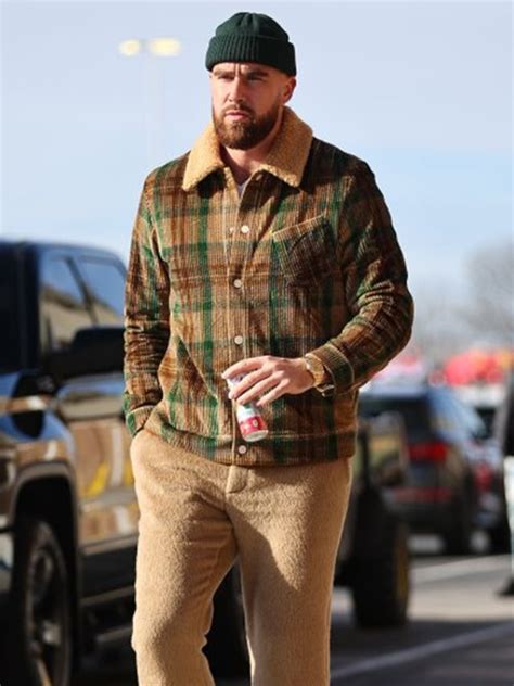 Travis Kelce Plaid Corduroy Jacket Checkered Style Jacket