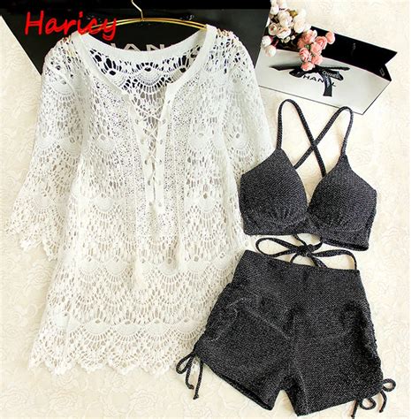 Hot Sexy Hollow Bandage Black Bikini Swimwear Women Sexy Lace Beach Wear Swimsuit Bathing Suit