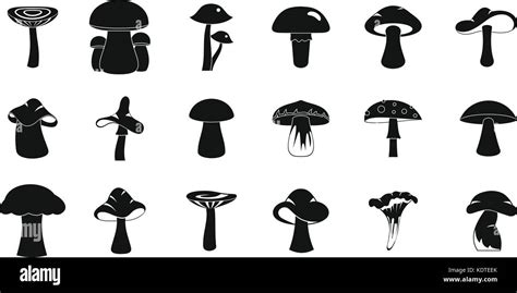 Mushroom Icon Set Simple Style Stock Vector Image Art Alamy